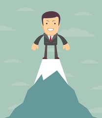 Man on top of the world, vector illustration