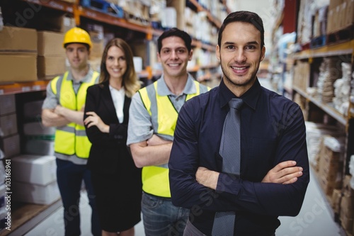 Fotografía Portrait of warehouse manager and workers