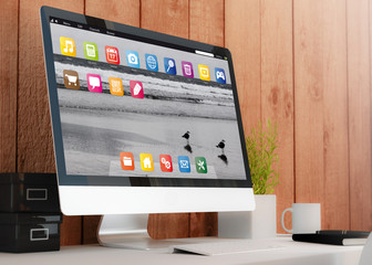 Fototapete - modern workspace with computer