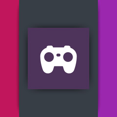 Poster - gamepad icon, video gaming, games, cybersport square flat icon, vector illustration