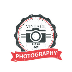 Wall Mural - photography, camera, photographer worn vintage logo, emblem, vector illustration