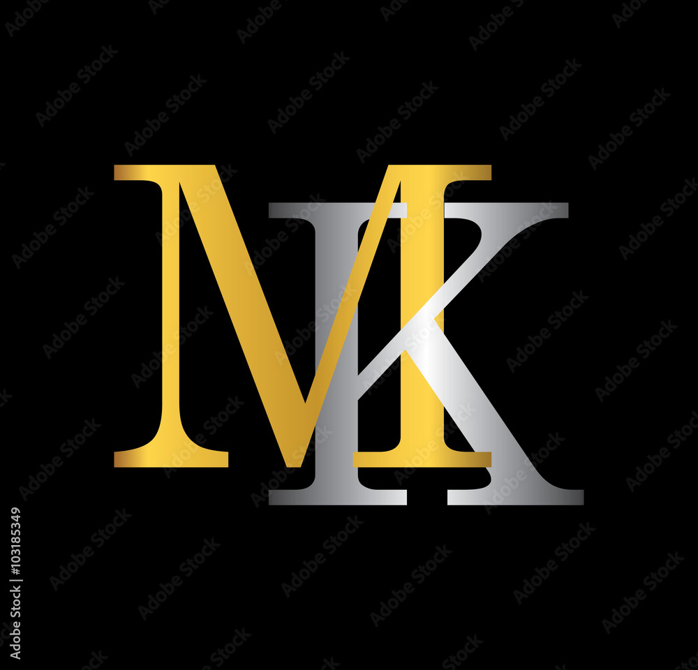MK initial letter with gold and silver Stock Vector | Adobe Stock
