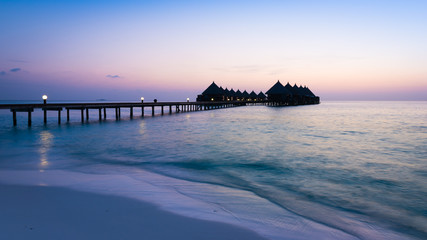 Wall Mural - Overwater Bungalow. Ocean in the Maldives. Vacation in luxury hotel