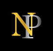 NP initial letter with gold and silver