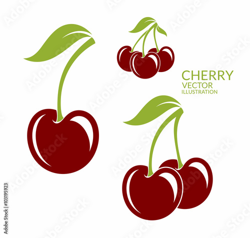 Fotografie, Obraz Cherry. Isolated berries on white background