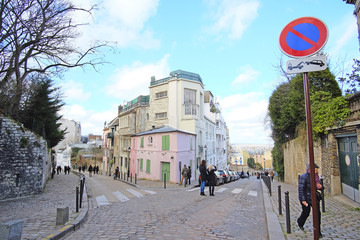 Wall Mural - Paris, France, February 7, 2016: veiw to Paris from Montmartre - the well-known bohemian district in Paris, France