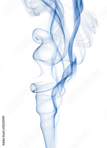 Fotografering Blue Smoke Rising Over a White Background