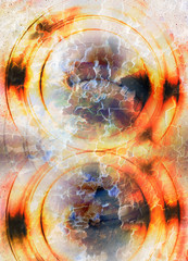 Poster - Color abstract background and desert crackle,  fire effect.