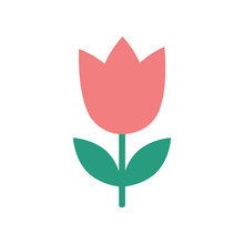 Flat Icon On White Background Tulip Blooms 