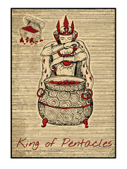 Wall Mural - The tarot card in red. King of pentacles