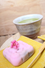 Poster - Mochi with green tea japanese dessert