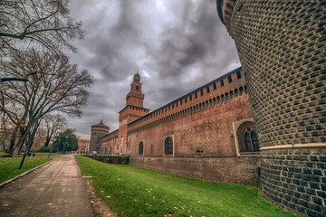 Fototapete - Milan, Italy: Sforza Castle, Castello Sforzesco