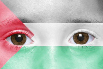 Wall Mural - human's face with palestinian flag