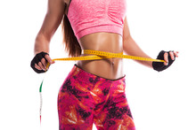 Fitness Girl And Measure Tape