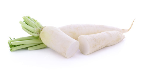 Wall Mural - Daikon radishes isolated on white background