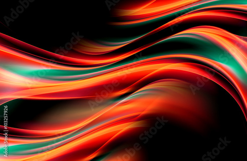 Naklejka dekoracyjna Hypnotize abstract background with red green lines and waves. Composition of shadows and lights