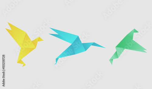 Origami Bird Vector Set Ilration Template For Your Logo Design Origami Bird Vector Set Ilration Template For Your Logo Design Background Polygon Style