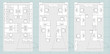 Standard office furniture symbols set used in architecture plans, office planning icon set, graphic design elements on blueprint. Small Office room - top view plans. Vector isolated.