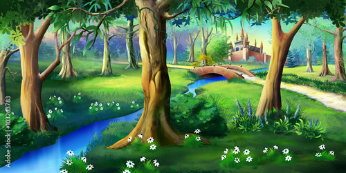 Fotografie, Obraz Magic Forest Around the Fairytale Castle