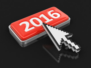 Fototapete - Cursor and button 2016. Image with clipping path