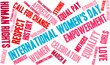 © arloo - International Women's Day word cloud on a white background.