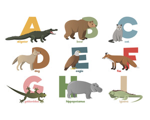 Wall Mural - Vector image of alphabet with animals