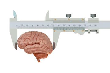 Vernier caliper with brain, IQ concept