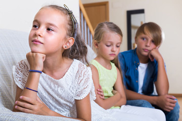 Wall Mural - Little girl offended on other children.