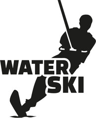 Wall Mural - Water ski silhouette with word