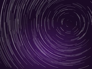 Wall Mural - Startrails around Polaris star. Northern purple aurora on night sky.
