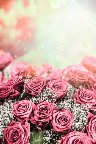 Naklejka dekoracyjna Beautiful roses background. Floral border