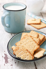 Sticker - crackers  and  mug of milk