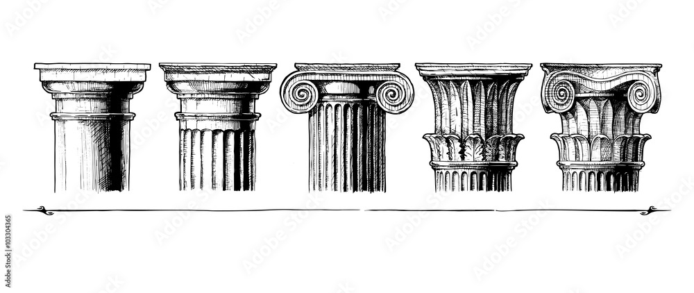 Types of capital. Classical order. - obrazy, fototapety, plakaty 