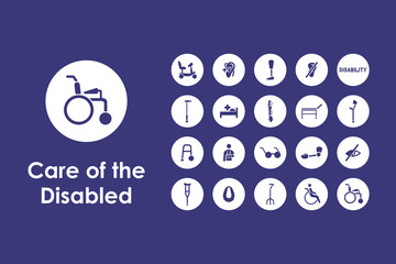 Set of people with disabilities simple icons