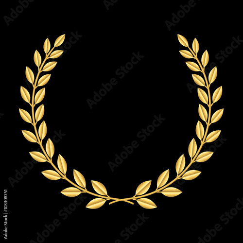 Gold Laurel Wreath Symbol Of Victory And Achievement Design Element For Decoration Of Medal Award Coat Of Arms Or Anniversary Logo Golden Leaf Silhouette On Black Background Vector Illustration Buy This Gold Laurel Wreath Symbol Of Victory And Achievement Design Element For Decoration Of Medal Award Coat Of Arms Or Anniversary Logo Golden Leaf Silhouette On Black Background Vector Illustration Buy This