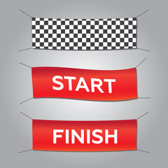Wall Mural - start and finish textile banners vector set. flag sport race, competition finishing