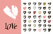 Heart Icons Set, hand drawn icons and illustrations for valentines and wedding