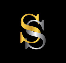 SS Initial Letter With Gold And Silver