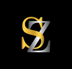 Poster - SZ initial letter with gold and silver