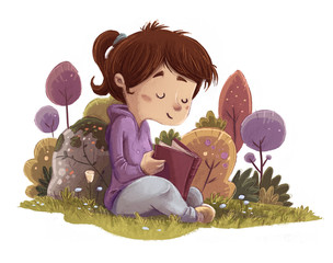 Canvas Print - niña leyendo en la naturaleza