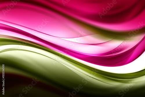 Obraz w ramie Abstract beautiful motion wave green and purple background for design. Modern bright digital illustration.