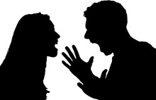 Silhouette Of Conflict Between Couple