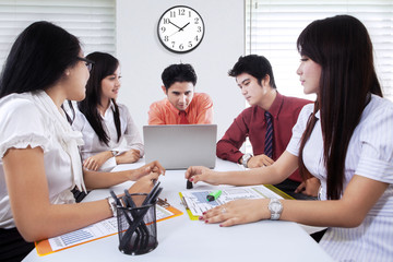 Wall Mural - Male manager meeting with his partners