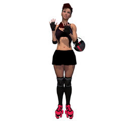 Wall Mural - Roller Derby Girl With Isolated White Background