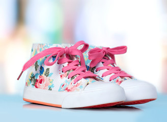 Wall Mural - Child's kid's textile sneakers shoes.