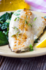 Poster - Fish dish -  fish fillet with chard