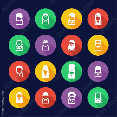 Cuadros en Lienzo Avatar Icons Famous Musicians Set 2 Flat Design Circle