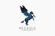 Cosmic pegasus. Pegasus logo. Creative logo. Stars and planets logo.