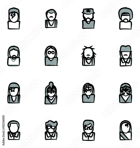 Avatar Icons Famous Musicians Set 1 Freehand 2 Color Poster