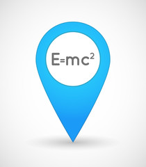 Map mark icon with the Theory of Relativity formula